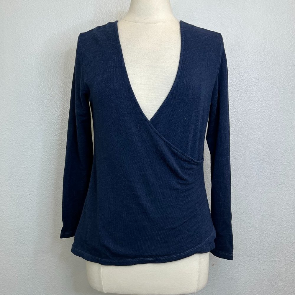 MONROW Womens‎ Supersoft Overlap Blue Pullover Shirt Size M